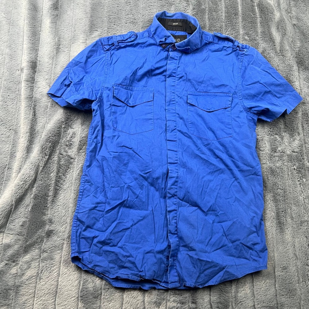 Guess Los Angeles Dean Mens XS Blue Short Sleeve Button Up Shirt M31H34W25V0